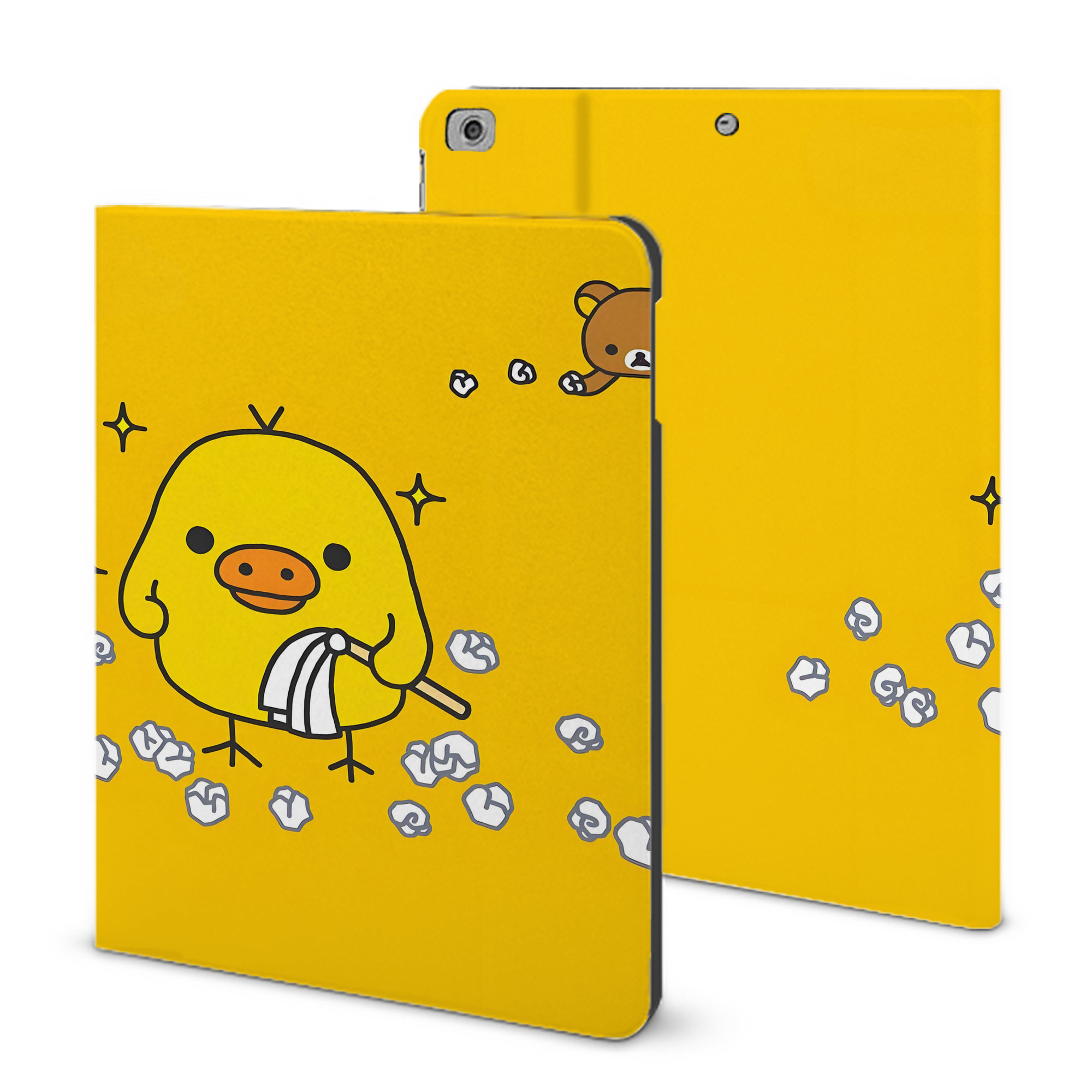 （画像用） リラックマ リラックマ キイロイトリ Rilakkuma Korilakkuma Kiiroitori IPad ケース ブック型 PUレザー TPU 耐衝撃 軽量 薄型 ペン収納なし 全面保護 IPad 各モデル対応